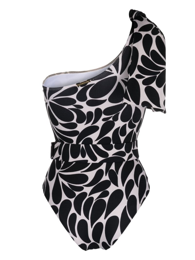 Black Mira One-shoulder Printed Swimsuit