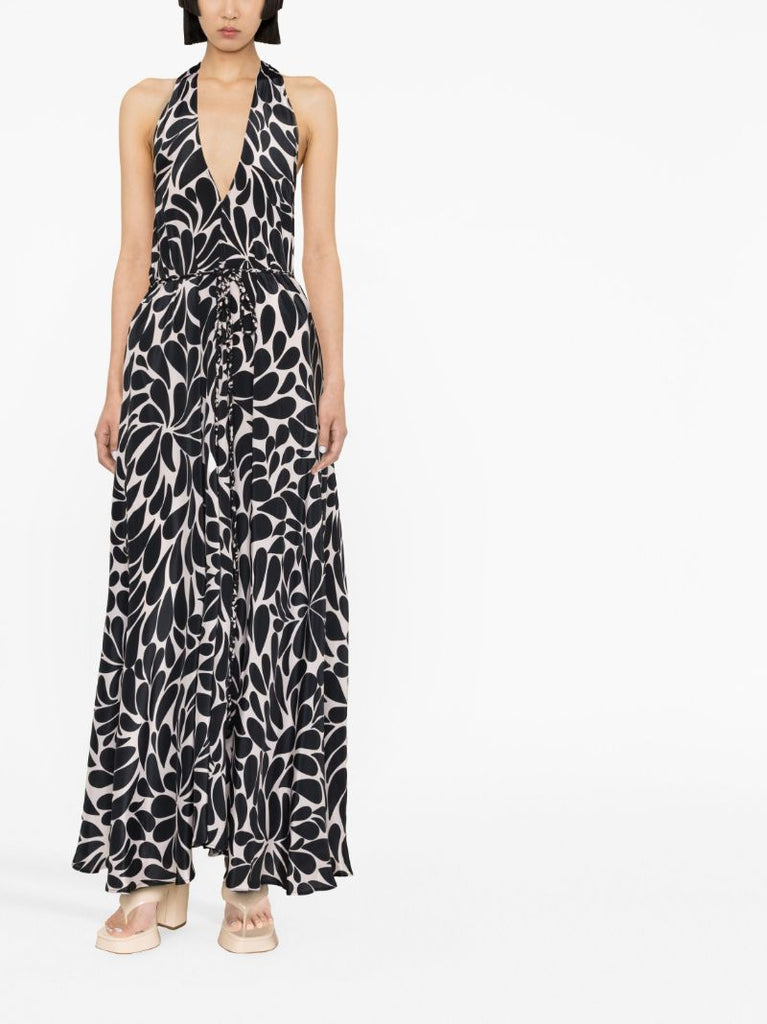 Black Exclusive Goddess Printed Maxi Dress