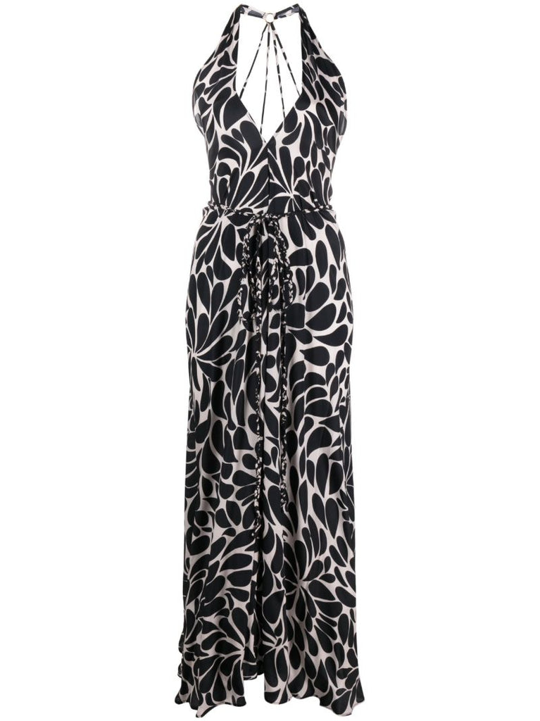 Black Exclusive Goddess Printed Maxi Dress