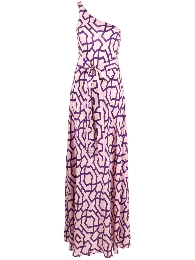 Purple Odetta One-shoulder Printed Maxi Dress