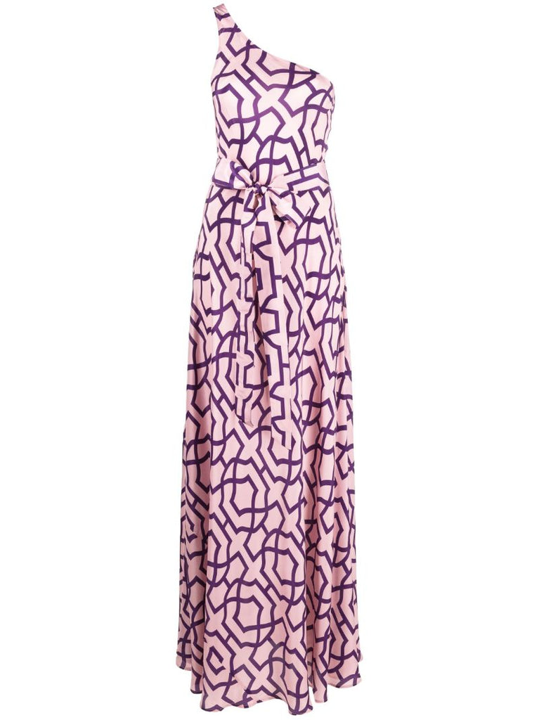 Purple Odetta One-shoulder Printed Maxi Dress