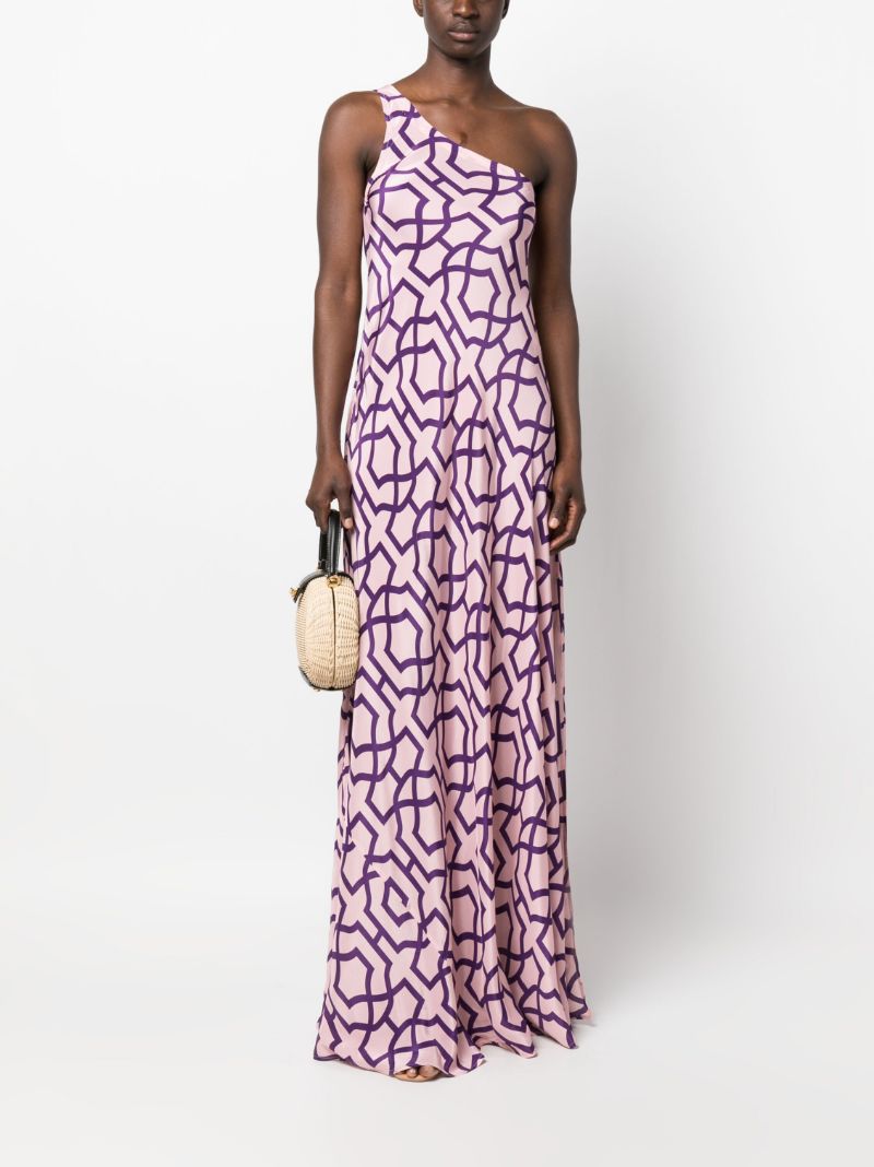 Purple Odetta One-shoulder Printed Maxi Dress