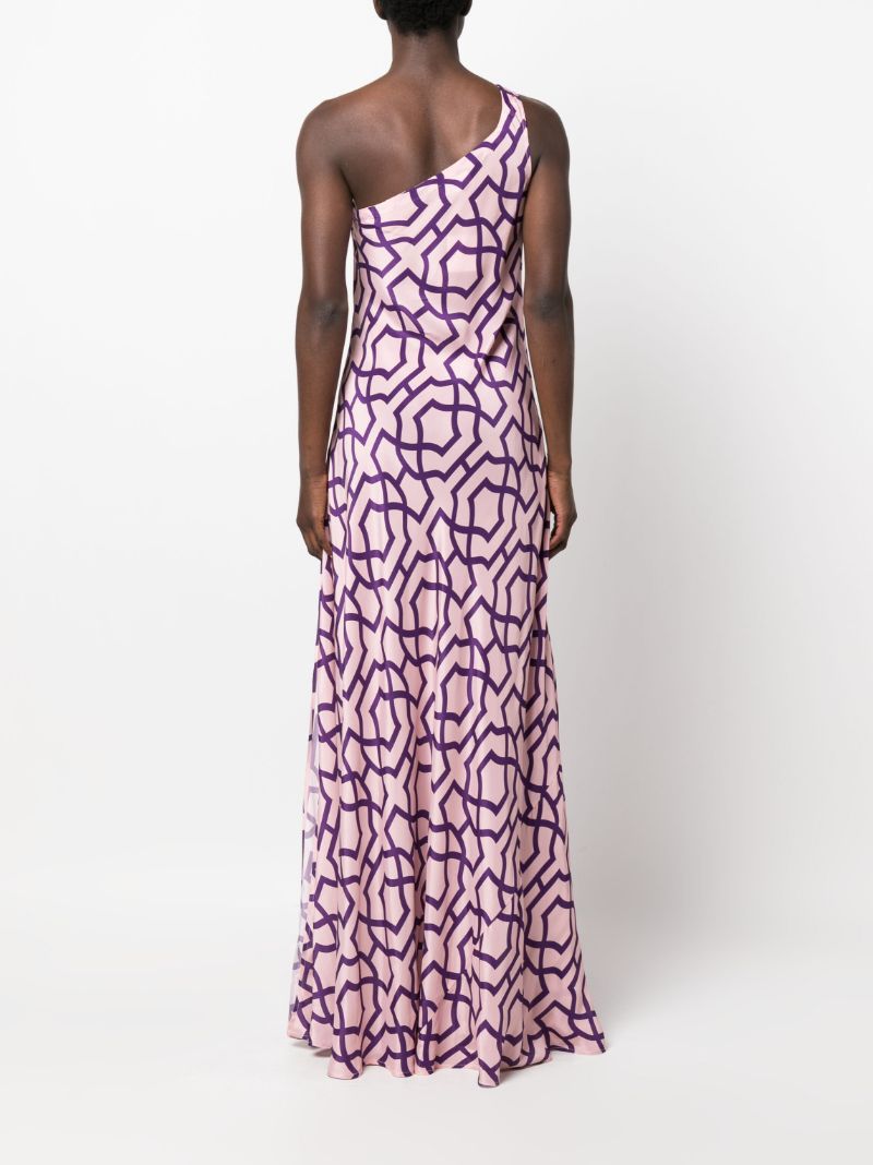 Purple Odetta One-shoulder Printed Maxi Dress
