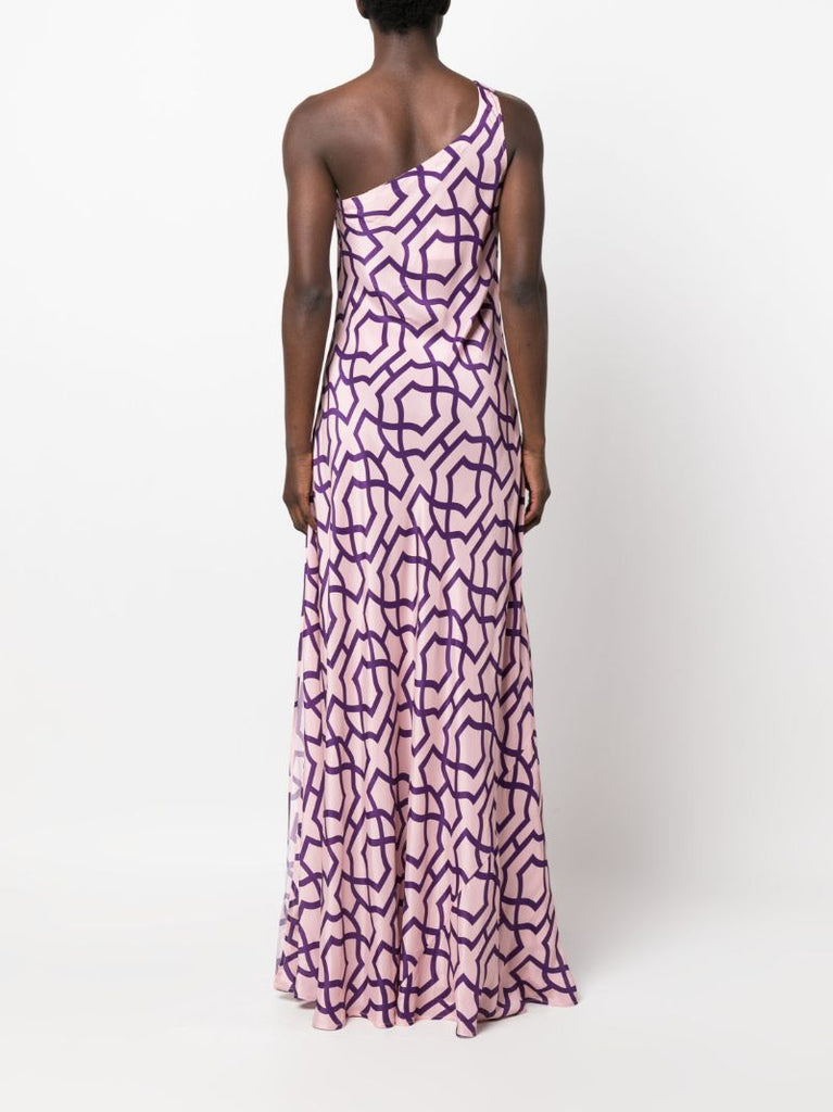 Purple Odetta One-shoulder Printed Maxi Dress
