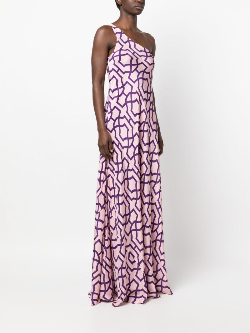 Purple Odetta One-shoulder Printed Maxi Dress
