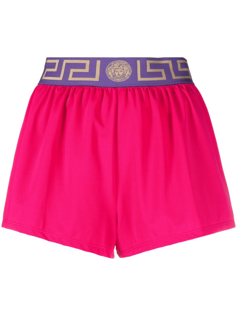 Pink Greca Elasticated Shorts