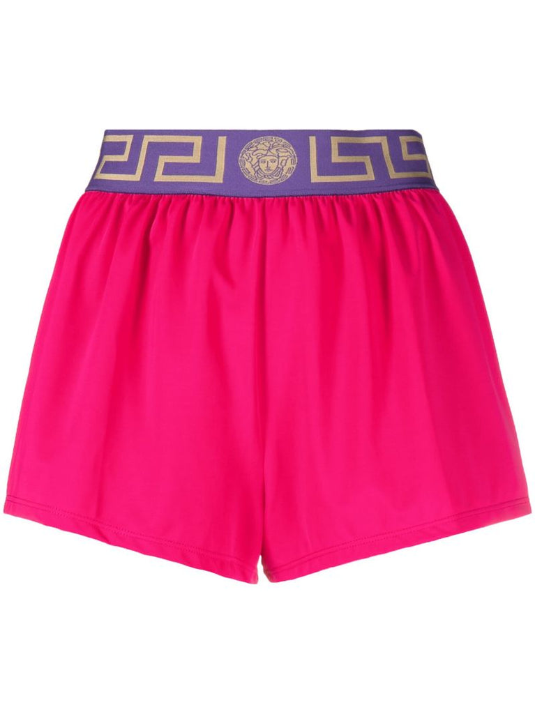 Pink Greca Elasticated Shorts