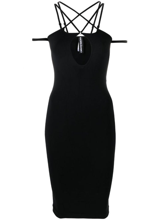 Black Double Strap Midi Dress