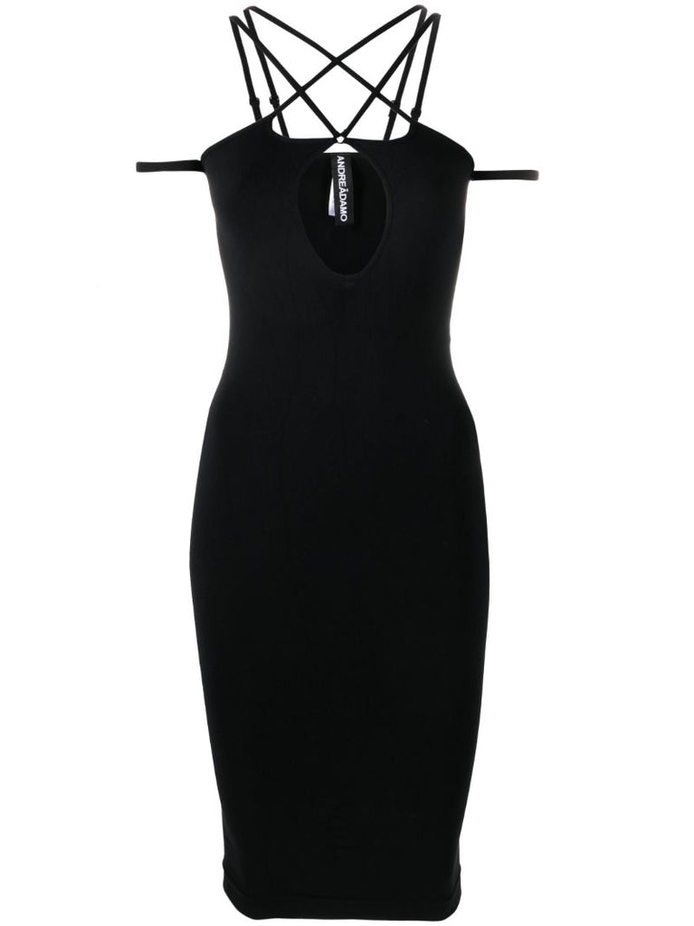 Black Double Strap Midi Dress