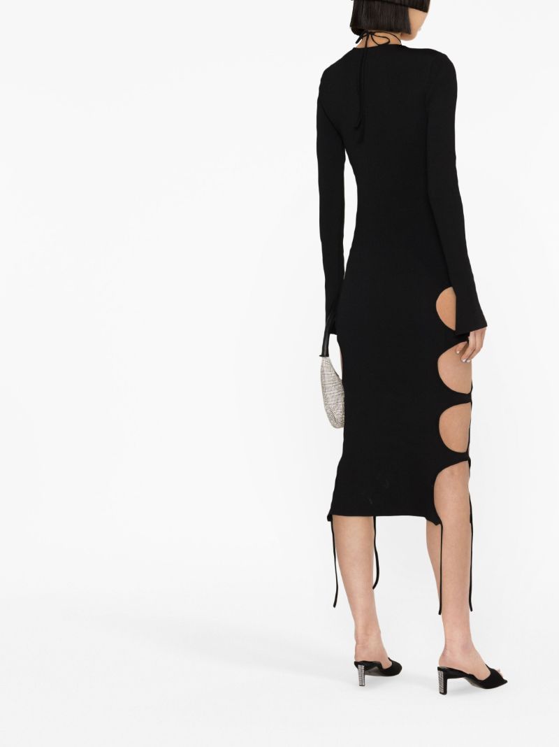 Black Cut-out Knit Midi Dress