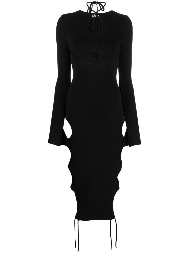 Black Cut-out Knit Midi Dress