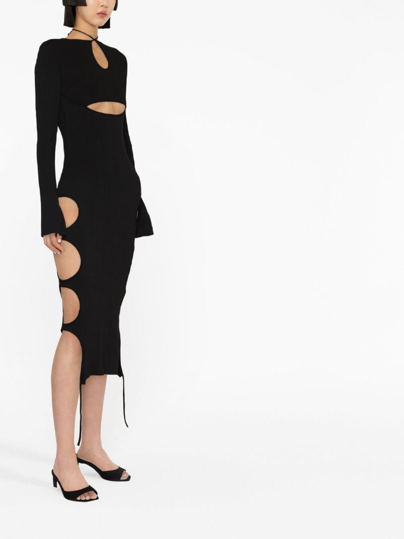 Black Cut-out Knit Midi Dress