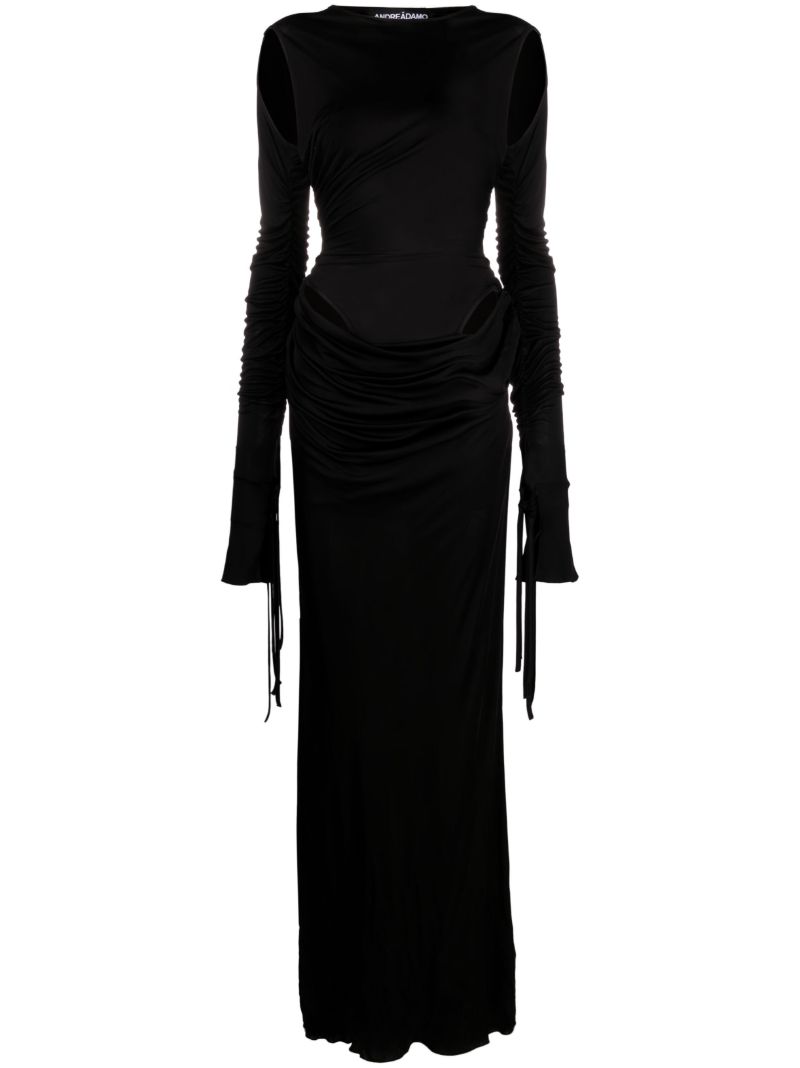 Black Cut-out Draped Maxi Dress