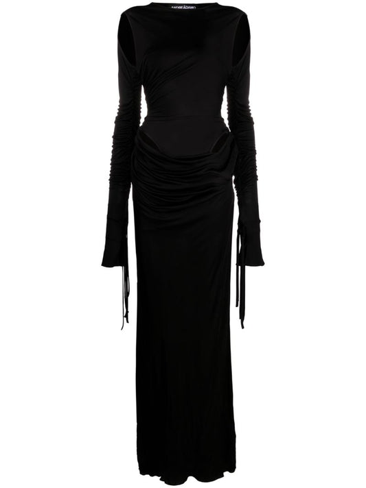 Black Cut-out Draped Maxi Dress
