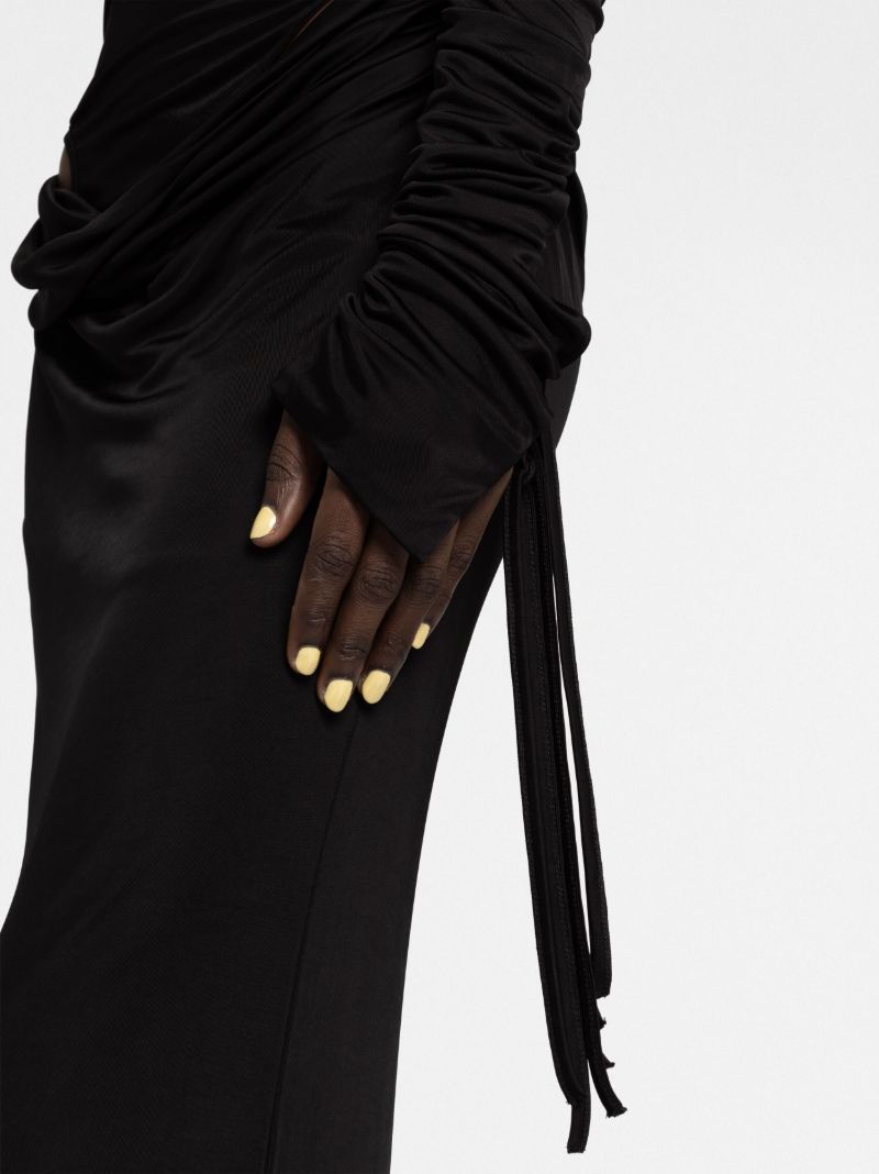 Black Cut-out Draped Maxi Dress