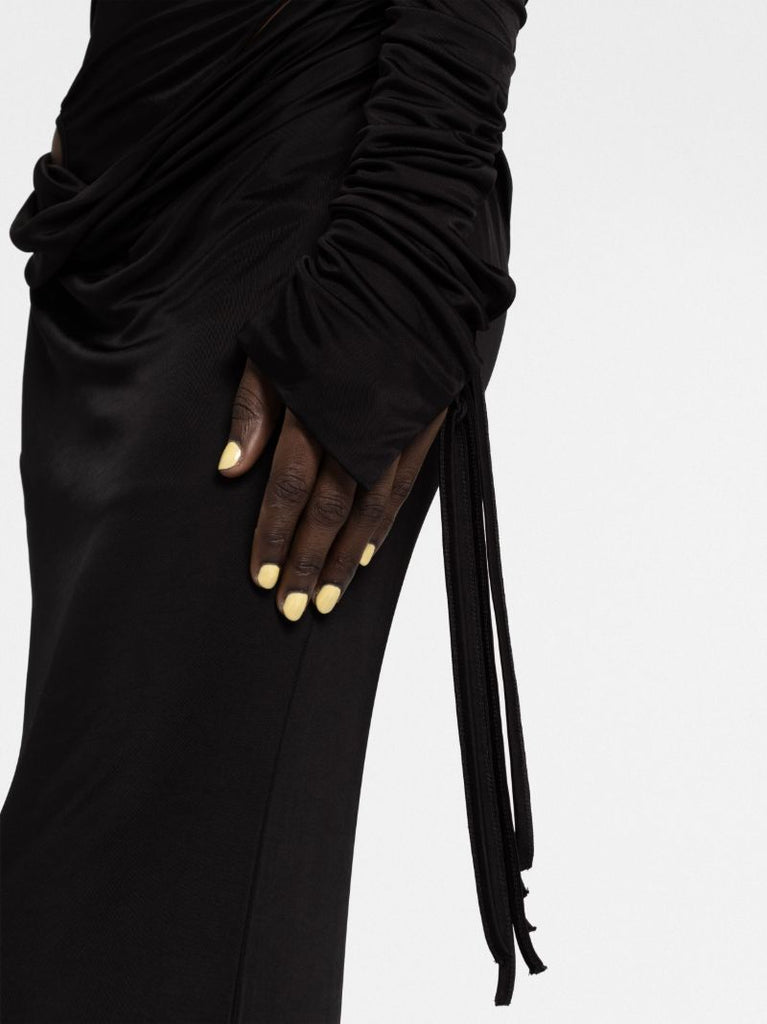 Black Cut-out Draped Maxi Dress