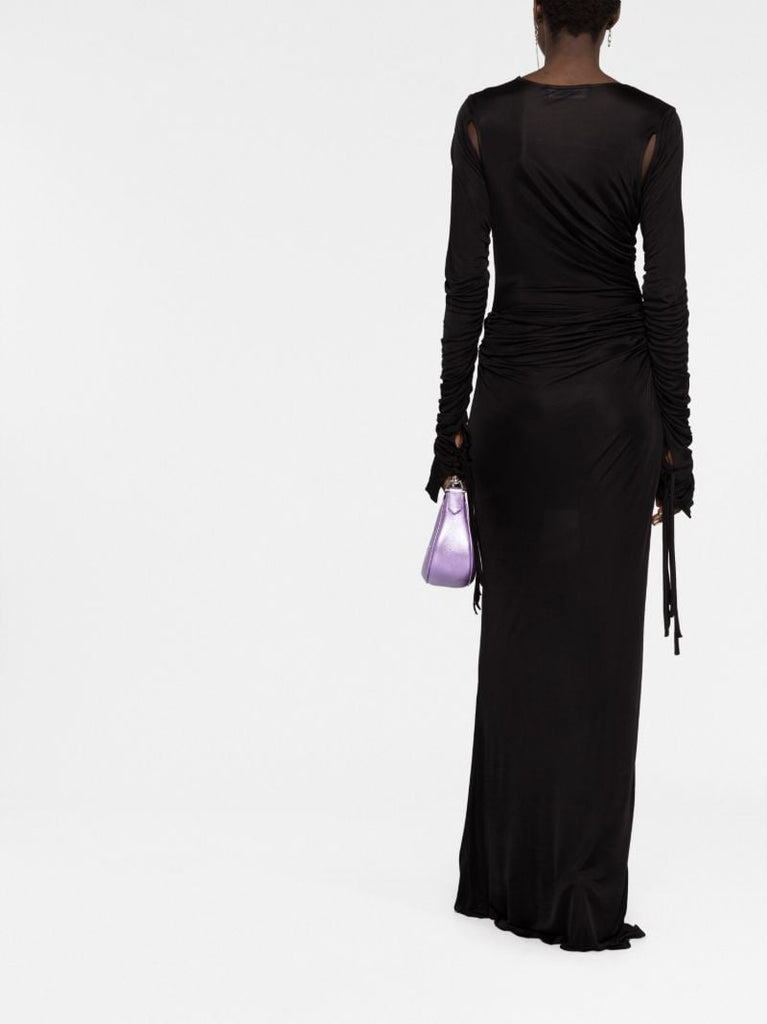 Black Cut-out Draped Maxi Dress