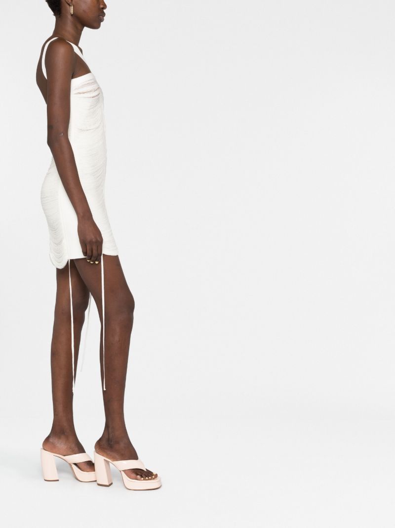 White Floating Ribs Mini Dress