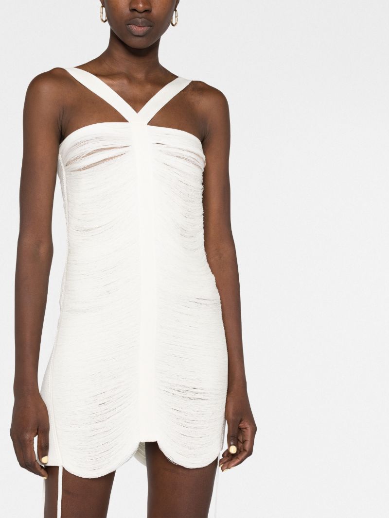 White Floating Ribs Mini Dress