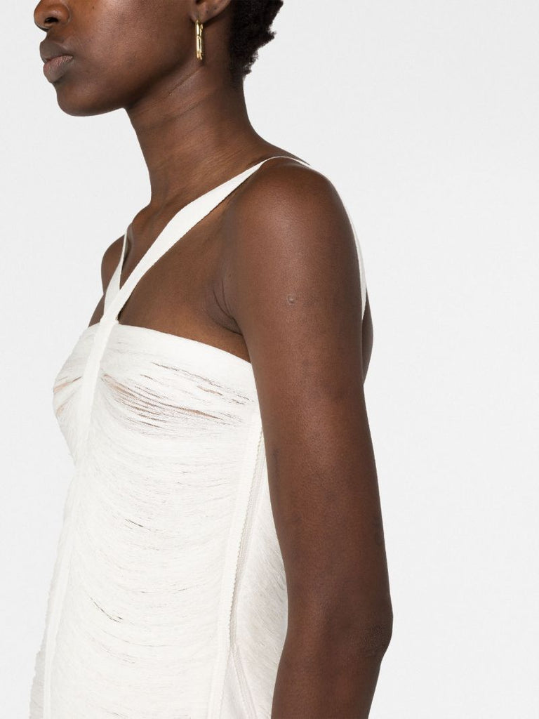 White Floating Ribs Mini Dress