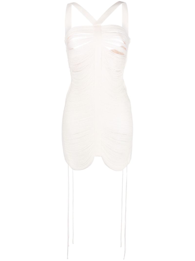 White Floating Ribs Mini Dress