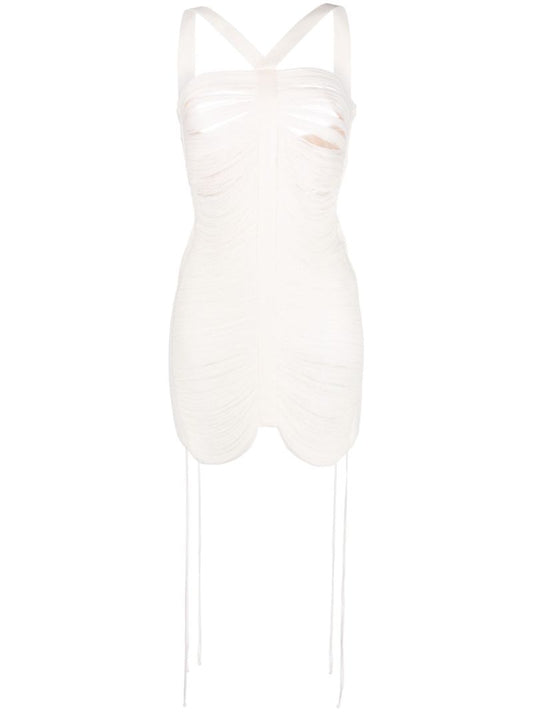 White Floating Ribs Mini Dress