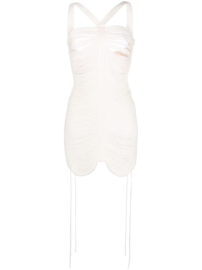White Floating Ribs Mini Dress