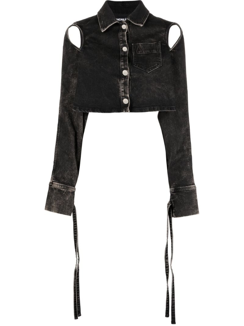 Black Cut-out Cropped Jacket
