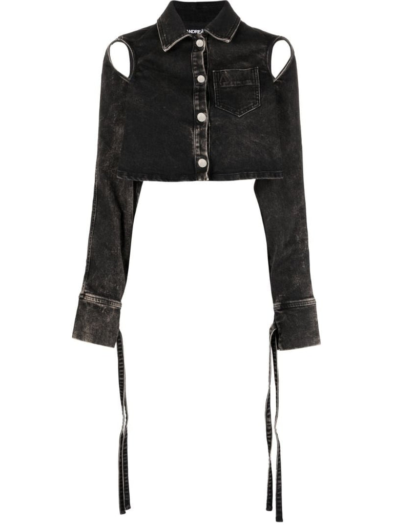 Black Cut-out Cropped Jacket