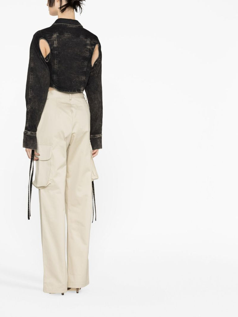 Black Cut-out Cropped Jacket