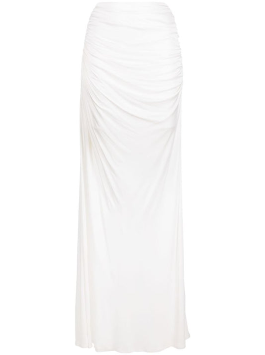White Draped Long Skirt