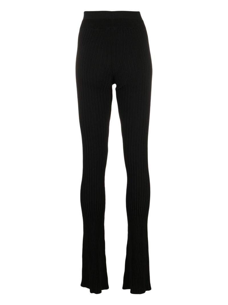 Black Ribbed-knit Flared Trousers