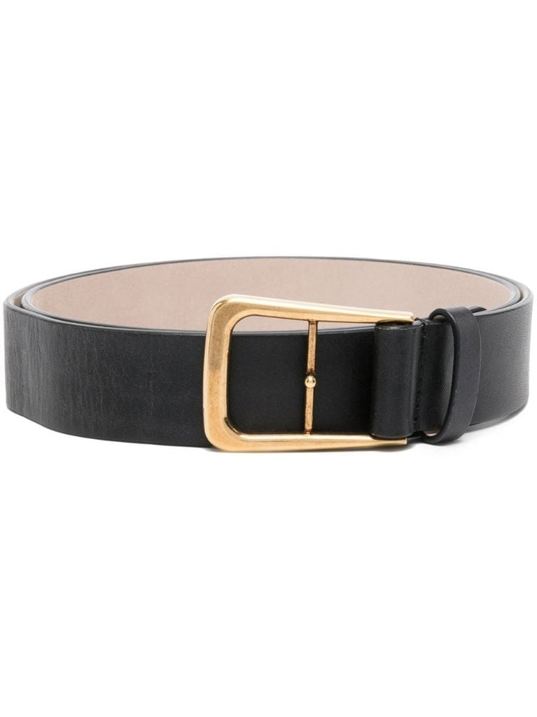 Black Buckled Leather Belt