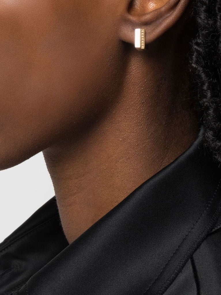 Sterling Silver Step Huggies Duo Crystal Hoop Earrings