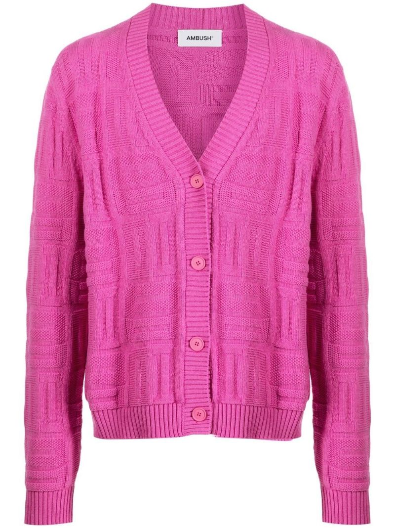 Pink Monogram Knit Cardigan