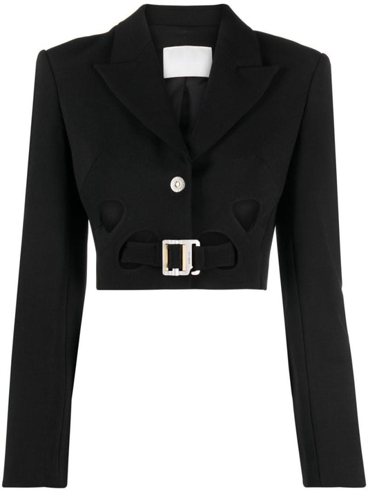 Black Interloop Cut-out Cropped Blazer