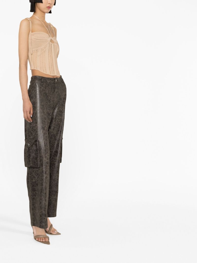 Neutral Ribbed-knit Bustier Top