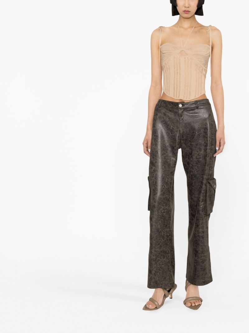 Neutral Ribbed-knit Bustier Top