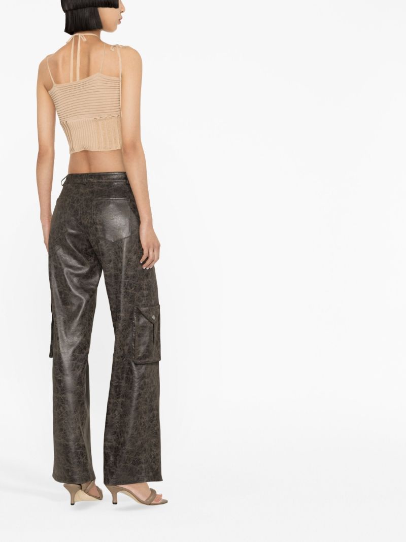 Neutral Ribbed-knit Bustier Top