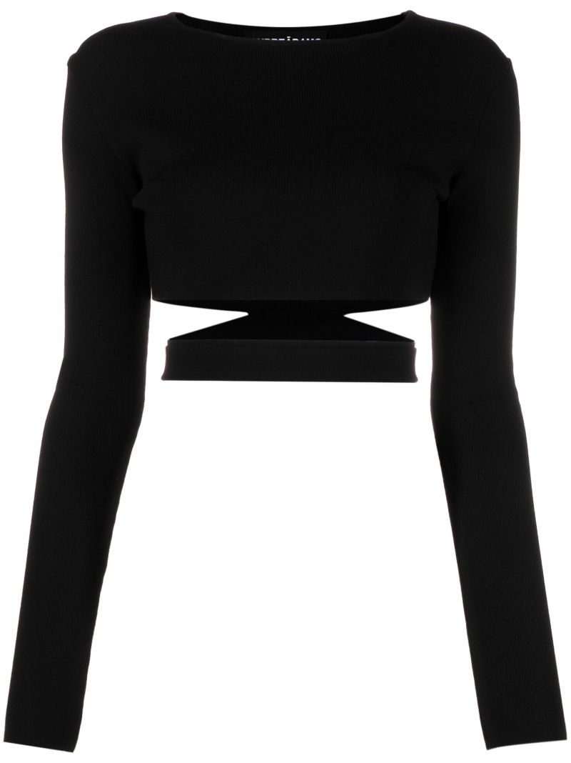 Black Cut-out Cropped Top
