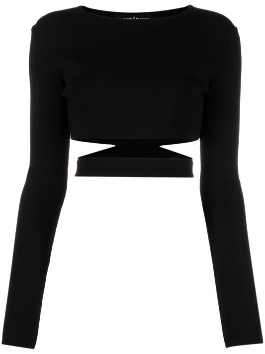 Black Cut-out Cropped Top
