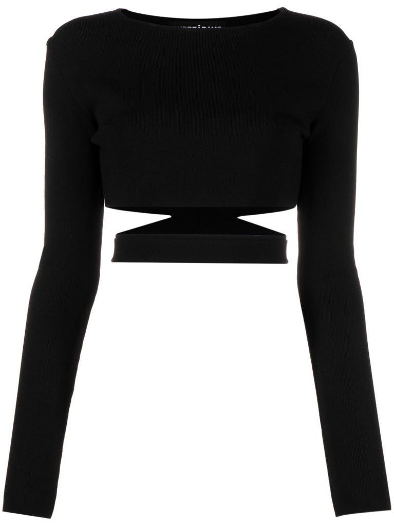 Black Cut-out Cropped Top