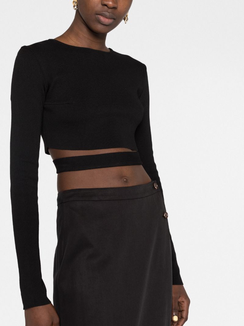 Black Cut-out Cropped Top