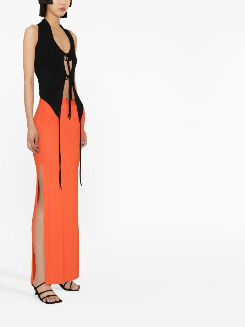 Black Ribbed Cut-out Top