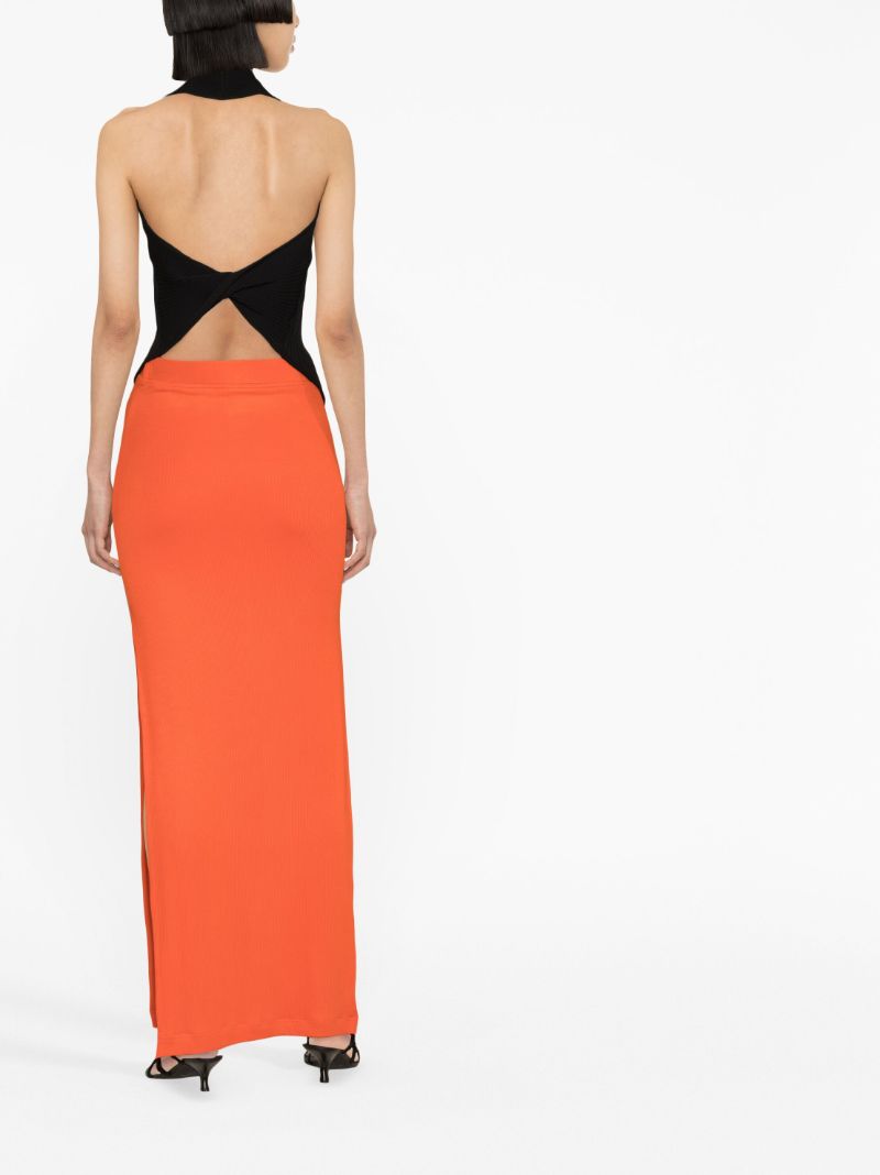 Black Ribbed Cut-out Top