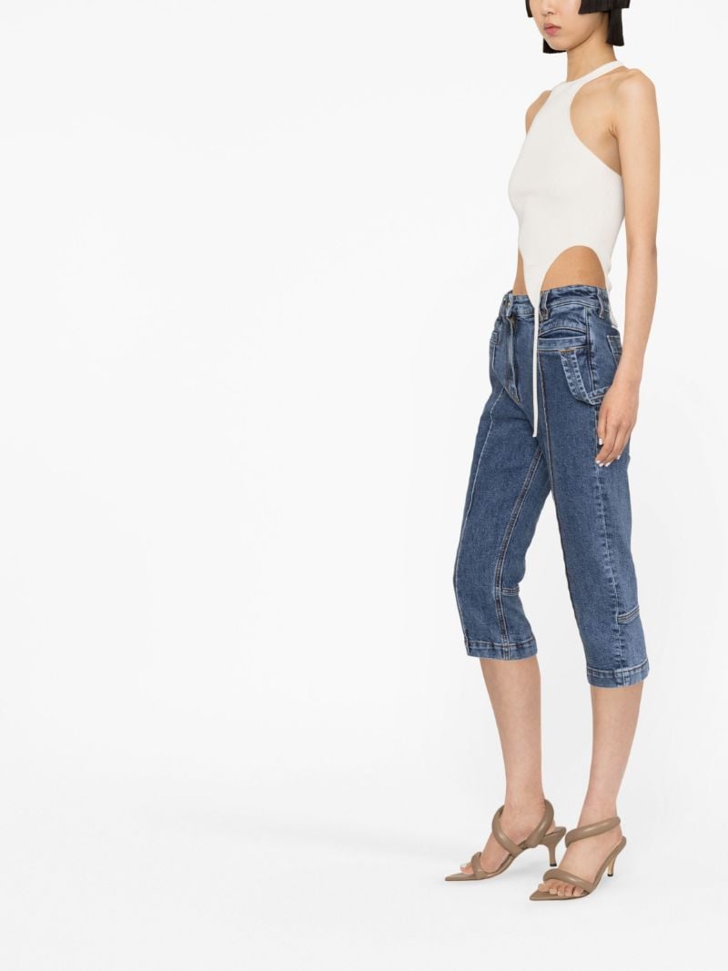 Neutral Ribbed Halterneck Crop Top