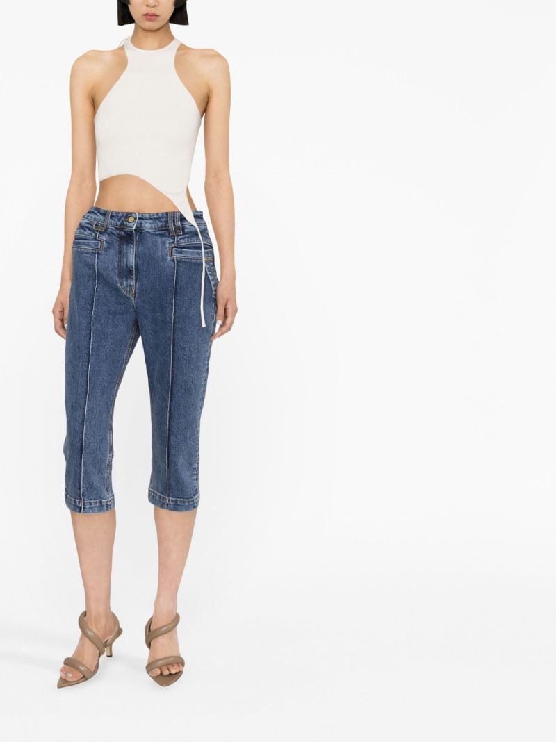 Neutral Ribbed Halterneck Crop Top