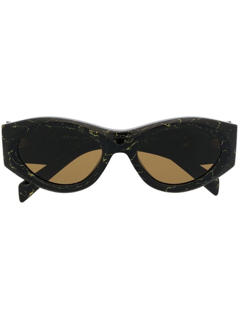 Black Symbole Marbled Oval Frame Sunglasses