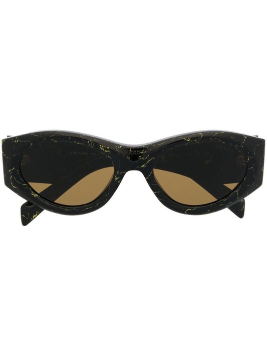 Black Symbole Marbled Oval Frame Sunglasses