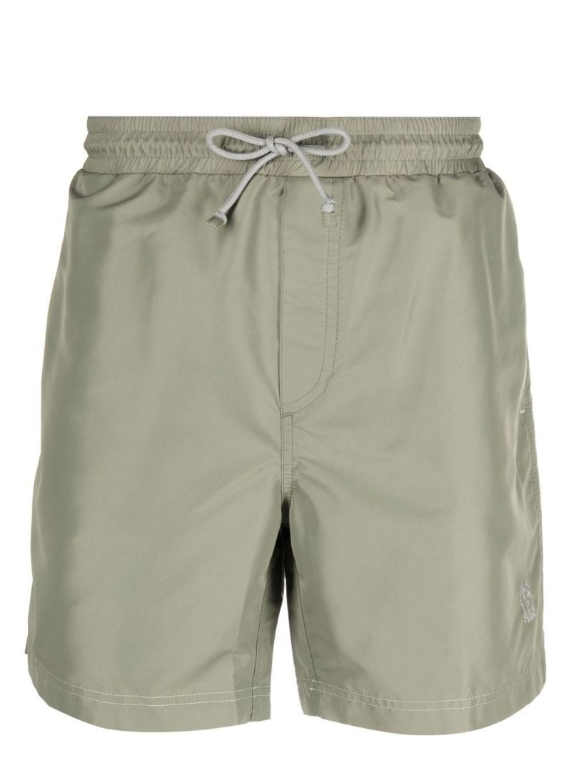 Green Embroidered Logo Swim Shorts
